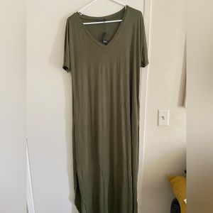 Green long t-shirt dress